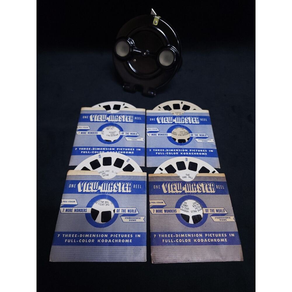 Vintage Rare Sawyer's View-Master Model B Black stereoscope w/5 Reels 1950s Lot